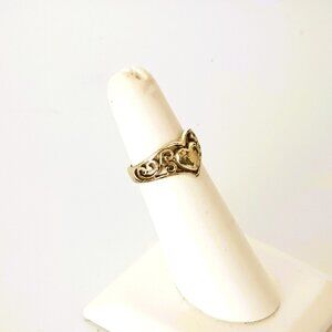 Vintage 925 Scroll Heart Ring 4.5" Sterling Silver Pinky